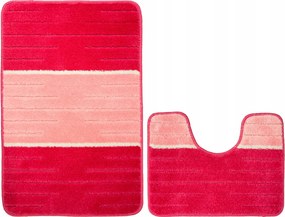 Fürdőszobaszőnyeg Csúszásgátló Puha Rózsaszín Csíkos Como 2 Részes Szett
