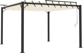 vidaXL krémszínű szövet és alumínium pavilon lamellás tetővel 3 x 3 m