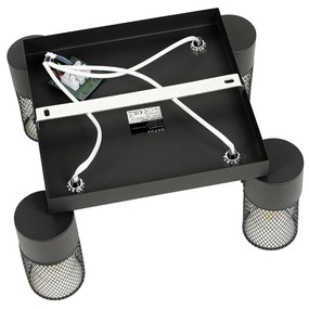 Ipari mennyezeti spotlámpa fekete 4-lámpás állítható - Jim