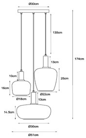 Lucide 45408/13/99 - Csillár zsinóron ILONA 3xE27/40W/230V fekete/bézs