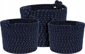 Kötélből Készült Kosár Szett, Eredeti Sötétkék Kosarak x3