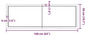 világosbarna kezelt tömör asztallap 160x50x(2-6) cm