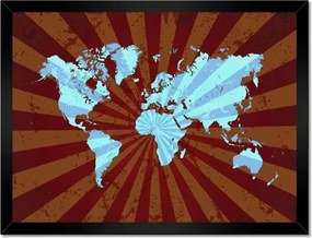 Poszterek keretben 40x30 Kék világtérkép