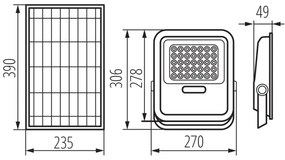 Kanlux 36607 - LED Reflektor napelemes panellel és érzékelővel 15W/15000 mAh 3,2V IP65 + távirányító