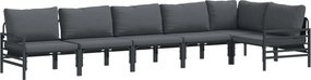 vidaXL Kerti Kanapé Szett párnával 6 pcs Fekete Acél