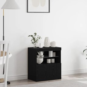 LED világítással ellátott fekete tölgy oldalszekrény 60x37x67 cm