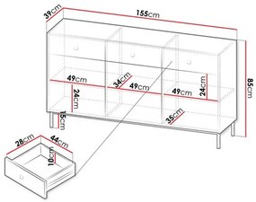 Komód Probazzo 3D3SZ (fekete + arany) . 1103670