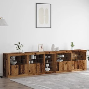 LED világítással rendelkező oldalboard Régi fa 283x37x67 cm Mérnöki fa