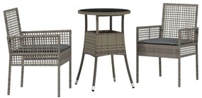 3 darabos Kerti Étkező Szett Szürke Poli Rattan
