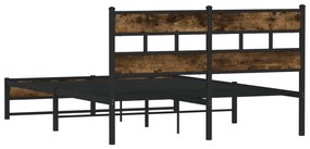 füstös tölgy színű fém ágykeret matrac nélkül 135 x 190 cm