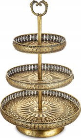 Patera 3 szintes arany vintage stílusú 75cm-es patera sütemény