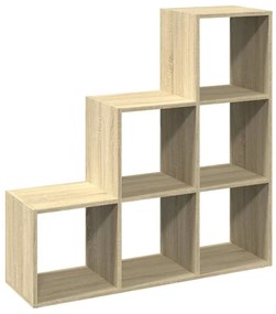 3 szintes sonoma tölgy fa térelválasztó könyvespolc 99x29x99 cm