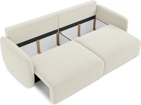 Krémszínű kinyitható-tárolóhelyes kanapé 238 cm Kalena – Makamii