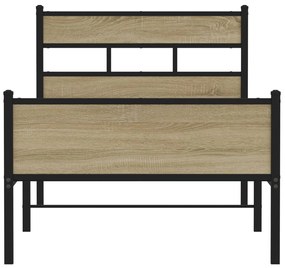 vidaXL sonoma tölgy színű szerelt fa ágykeret matrac nélkül 107x200 cm