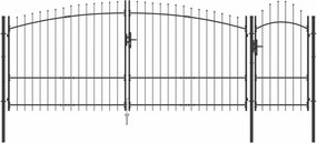 vidaXL Kerti kapu zárral Szürke 125 x 400 cm Acél