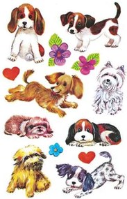 Matrica, papír, 3 ív, 76x120 mm, AVERY ZWECKFORM, Z-Design No.4340, kiskutyusok (AY4340)