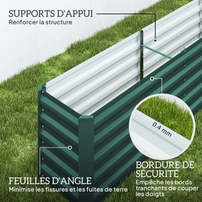 Outsunny Négyzetes Emelt Kertágy, Horganyzott Acél Emelt Virágtartó Doboz Támogató Rúdakkal és Sarki Lemezekkel, Nyitott Aljú, Emelt Kertágy Zöldségpa