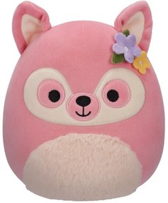 Squishmallows 20 cm - Ditty a lazacszínű makimajom krémszínű hassal és virágos kitűzővel