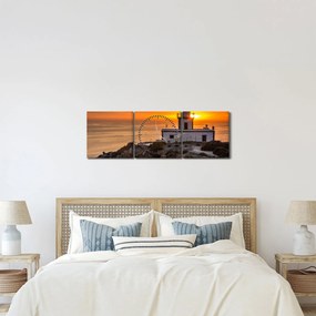 Világítótorony naplementekor képe (órával) (90x30 cm)