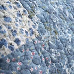 Kék pamut steppelt ágytakaró 220x230 cm Floral Patchwork – Bianca