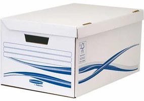 Csapófedeles archiválókonténer, karton, nagy, 6 db Archiválódobozzal, FELLOWES Bankers Box Basic, kék-fehér (IFW44605)