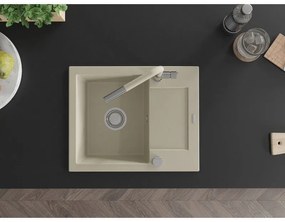 Mexen Enzo, 1 kamrás gránit mosogató 576x465x174 mm és Flora mosogató csaptelep, bézs, 6506-69-670401-09
