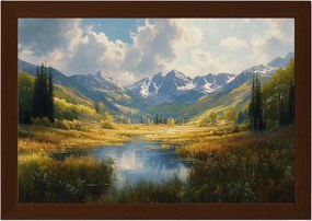 Poszter Keret Fa Hegyek Tó Völgy Panoráma Hó Csúcsok 60x40