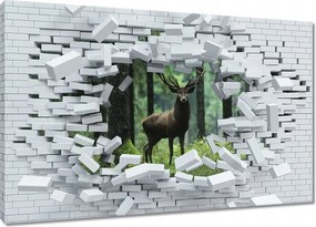 Vászonkép 120x80 Szarvas az erdő közepén