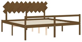 mézbarna tömör fa ágy időseknek fejtámlával 200x200 cm