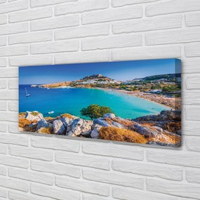 Canvas képek Görögország Coast tengerpart panoráma 125x50 cm