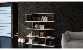 könyvespolc Wind - White, Walnut