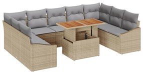 10 részes Kert Sofa szett párnákkal Bézs Poli Rattan