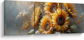 Kép - Napraforgók festménye (órával) (90x30 cm)