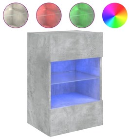 betonszürke falra szerelhető TV-szekrény LED-del 40x30x60,5 cm