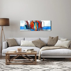 Egy ősi ember képének festménye (órával) (90x30 cm)