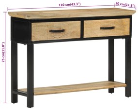 tömör nyers mangófa tálalóasztal 110x30x75 cm