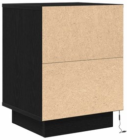 2 db fekete éjjeliszekrények LED világítással 38x34x50 cm