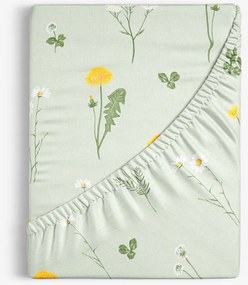 Goldea pamut körgumis lepedő - zöld mező 180 x 200 cm