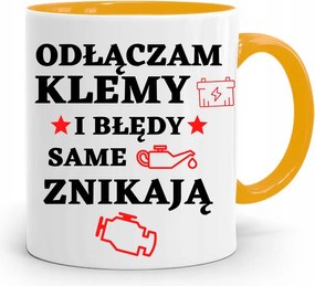 Sárga Bögre Ajándék Szerelőnek Leválasztom A Ragasztókat fényképes nyomtatással