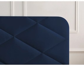 Sötétkék kárpitozott franciaágy ágyráccsal 140x190 cm Prune – Bobochic Paris