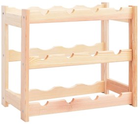 Fenyőfa bortartó állvány 12 palackhoz