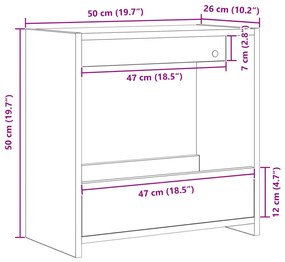 Oldalsó Asztal Fekete Tölgy 50x26x50 cm Műanyag Fa