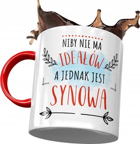 Piros Bögre Fia Fiának Fia Feleségének Ajándék Nyomtatott Fotóval