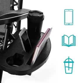 Zéró gravitáció szék napellenzővel és pohártartóval 2 db, több színben-fekete