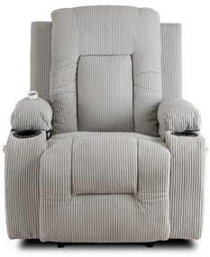 Elektromosan Vezérelhető Masszázsfunkciós Relaxfotel Szürke Kordbársony Kárpittal. BOX2