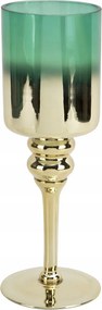 Üveg gyertyatartó arany zöld 30 cm JK0190