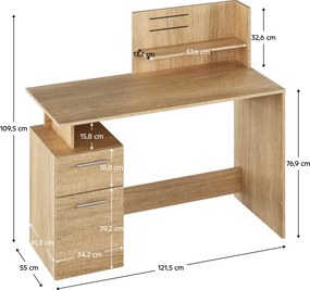 Számítógépasztal, sonoma tölgy, PLATON NEW
