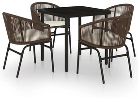 vidaXL 5 részes barna kerti étkezőgarnitúra