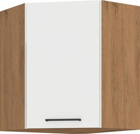 Felső sarokszekrény, fehér extra magas fényű HG/lancelot tölgy, VEGA 58x58 GN-72 1F