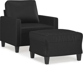vidaXL fekete műbőr kanapéfotel lábtartóval 60 cm